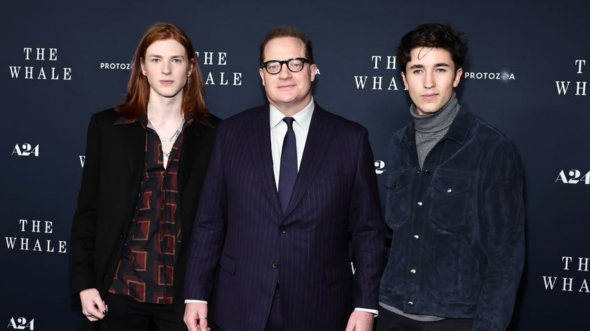Leland Fraser, Brendan Fraser und Holden Fraser bei der Premiere von "The Whale"