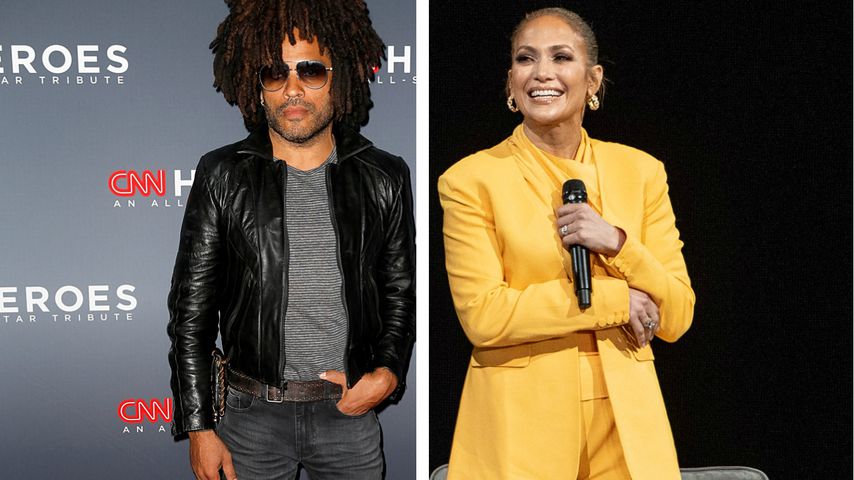 Nanu, warum steht Lenny Kravitz denn auf dem Po von J.Lo?