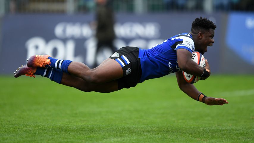 Levi Davis bei einem Rugbyspiel zwischen Bath Rugby und Leicester Tigers im Jahr 2019