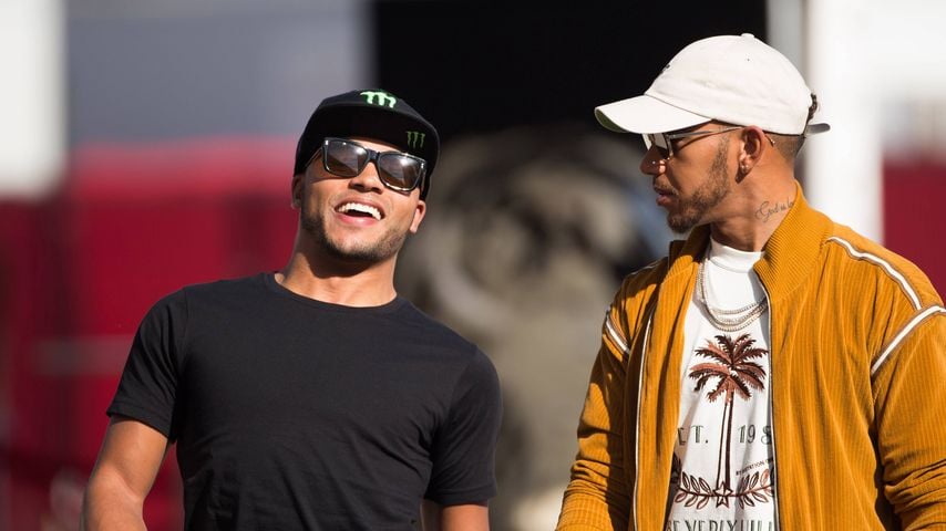 Lewis Hamilton mit seinem Bruder Nicolas Hamilton beim United States Grand Prix in Austin, Oktober 2017