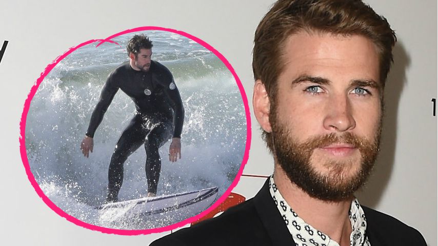 Surfausflug mit Bruder: Hier geht Liam Hemsworth baden