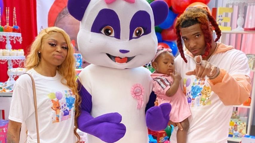 Lil Keed, seine Freundin und ihre gemeinsame Tochter Naychur im April 2020