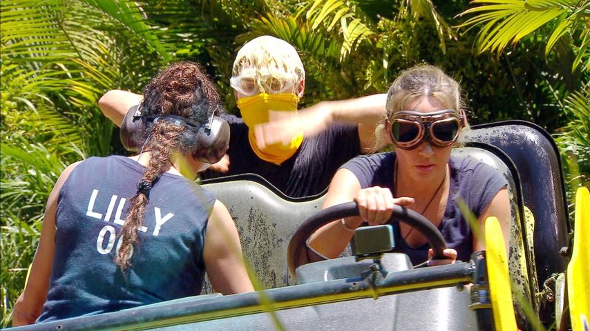 Lilly Becker, Sam Dylan und Alessia Herren bei der Dschungelprüfung an Tag fünf