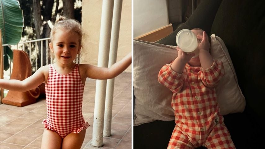 Lily Collins und ihre Tochter Tove, Collage