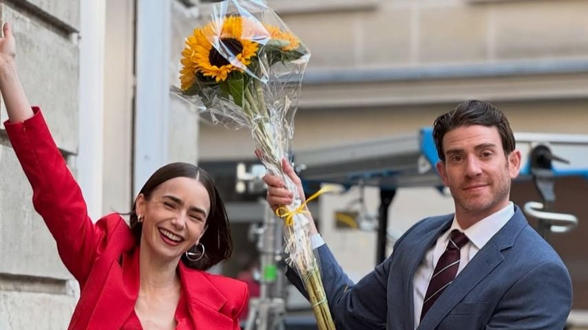 Lily Collins und Bryan Greenberg bei den "Emily in Paris"-Dreharbeiten, Staffel 5