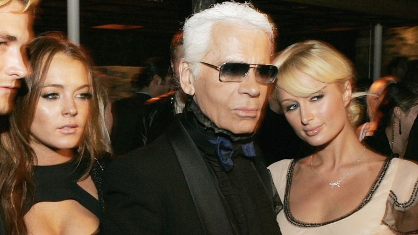 Lindsay Lohan, Karl Lagerfeld und Paris Hilton, 2006