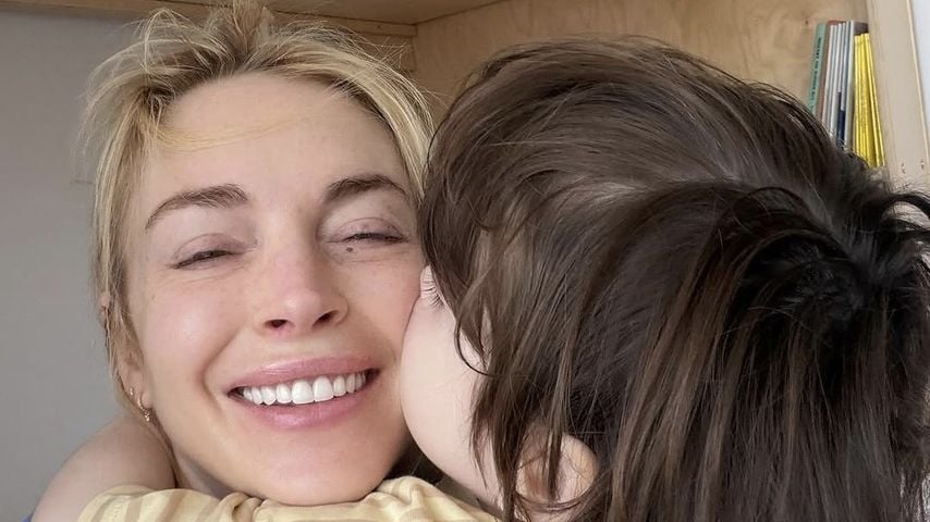 Lindsay Lohan teilt Bild von sich und Sohn Luai auf Instagram.