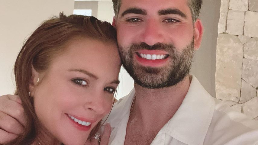 Lindsay Lohan mit ihrem Partner Bader Shammas im Juli 2022