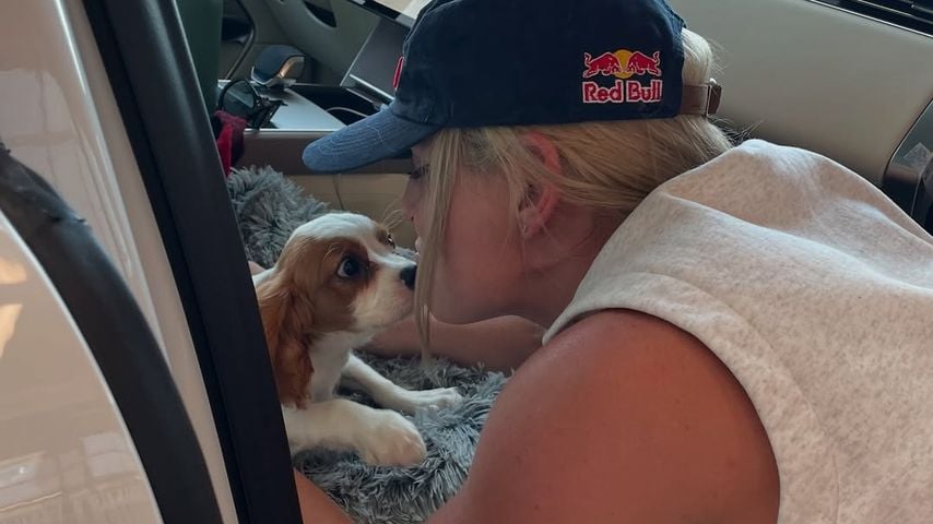 Lindsey Vonn mit ihrem neuen Hund