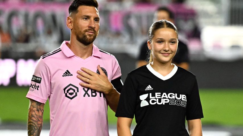 Lionel Messi und Harper Seven Beckham im August 2023