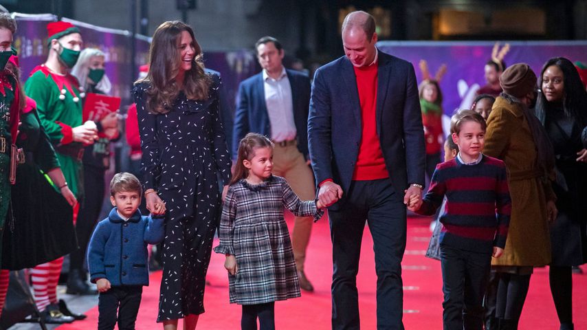 Louis, Kate, Charlotte, William und George auf dem roten Teppich, Dezember 2020