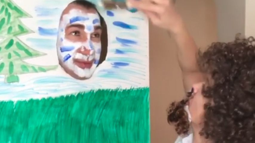 Lucas Cordalis und Daniela Katzenberger als Gemälde und Bob Ross