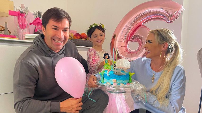 Lucas Cordalis und Daniela Katzenberger mit ihrer Tochter Sophia an deren sechsten Geburtstag