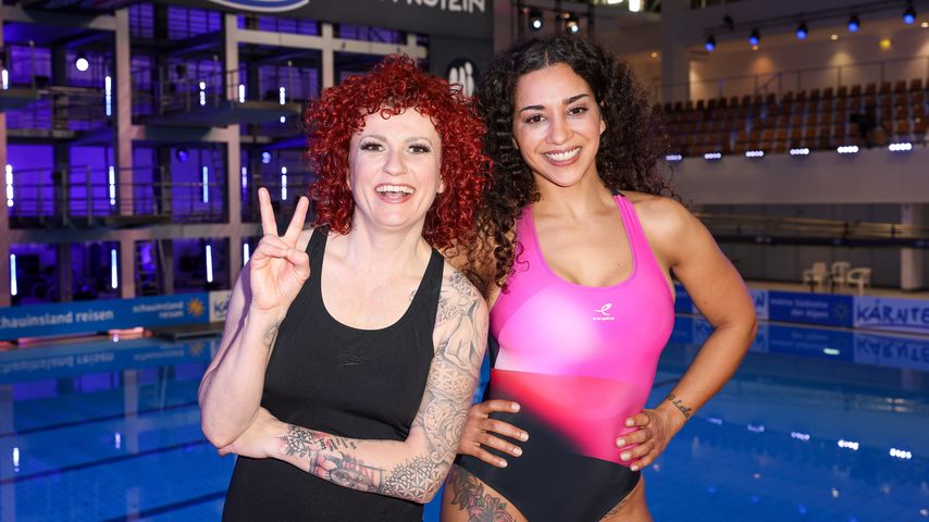 Lucy Diakovska und Nadja Benaissa beim "RTL Turmspringen"