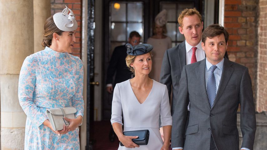 Lucy Middleton (l), Hannah und Robert Carter und Harry Aubrey-Fletcher bei der Taufe von Prinz Louis