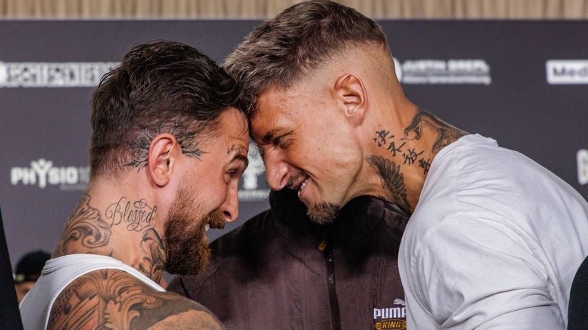Luigi Birofio und Laurenz Pesch bei der Pressekonferenz zu Fame Fighting 4 im Atlantic Hotel Essen