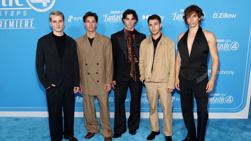 Luis Freitag, Tim Schaecker, Jacob Rott, Julien Brown und Bene Schulz bei der Weltpremiere von "The Fantastic Four: First Steps" in L.A.