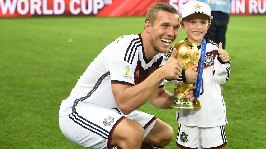 Lukas Podolski und sein Sohn Louis Gabriel bei der Fifa WM 2014