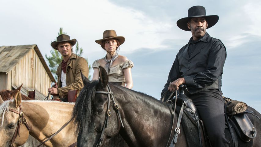 Luke Grimes, Haley Bennett und Denzel Washington in "Die glorreichen Sieben"