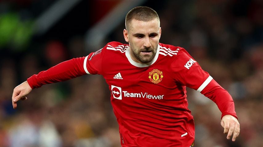 Luke Shaw bei einem Fußballspiel in Manchester, Januar 2022