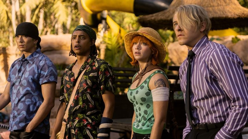 Mackenyu Arata, Jacob Gibson, Emily Rudd und Taz Skylar in "One Piece"