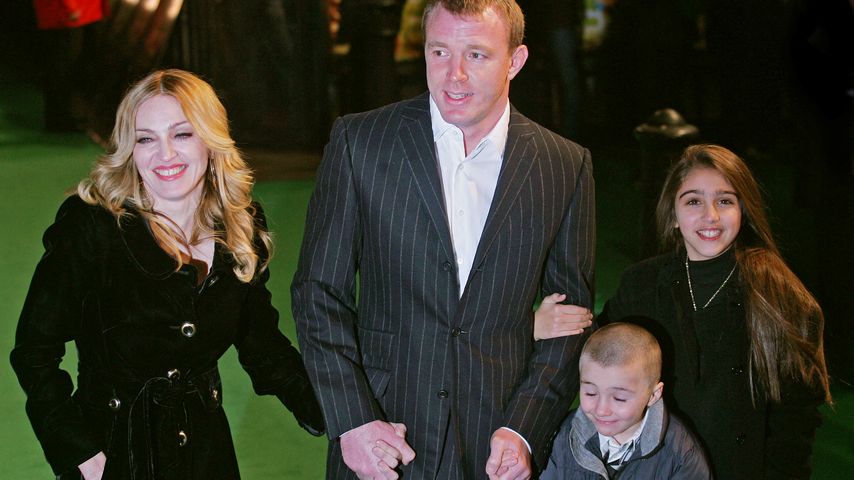 Madonna, Guy Ritchie mit den Kindern Rocco Ritchie und Lourdes Leon