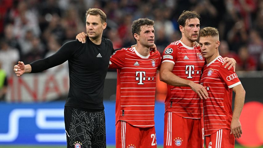 Manuel Neuer, Thomas Müller, Leon Goretzka und Joshua Kimmich, September 2022