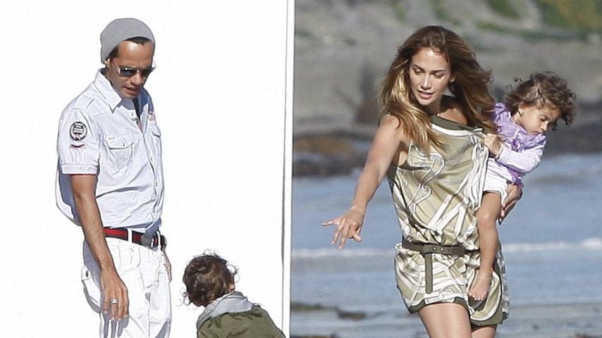 Marc Anthony und Jennifer Lopez mit ihren Zwillingen 2010 in Malibu