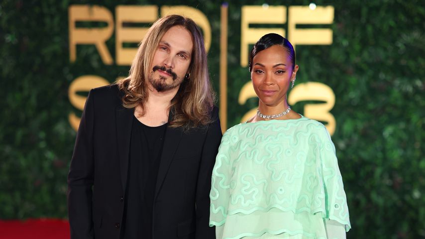 Marco Perego und Zoe Saldana im Dezember 2023
