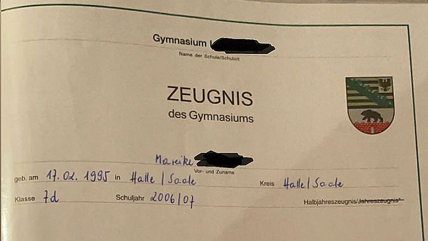 Mareike Müllers Zeugnis