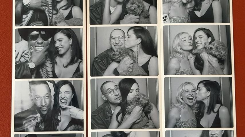 Margaret Qualley, Jack Antonoff, Sabrina Carpenter in Photobooth nach Grammys 2026
