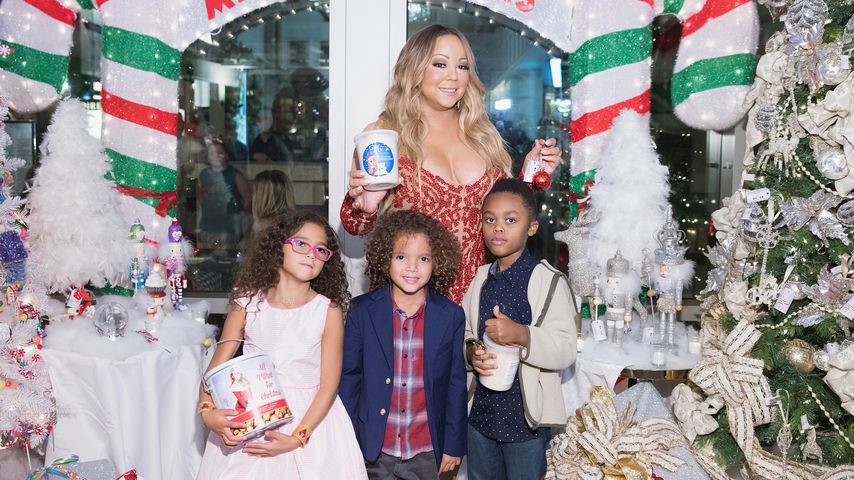 Mariah Carey mit ihren Kindern Monroe (l.) und Maroccan (m.)