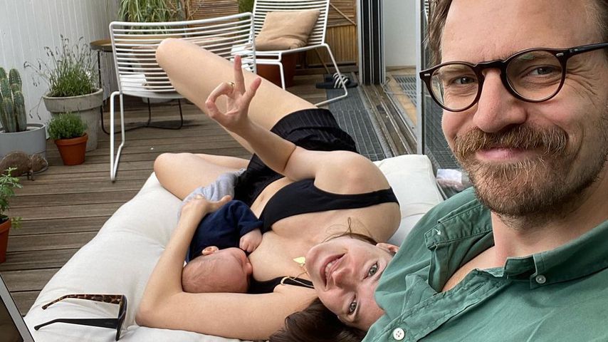 Marie Nasemann mit ihrem Partner Sebastian und ihrem gemeinsamen Sohn