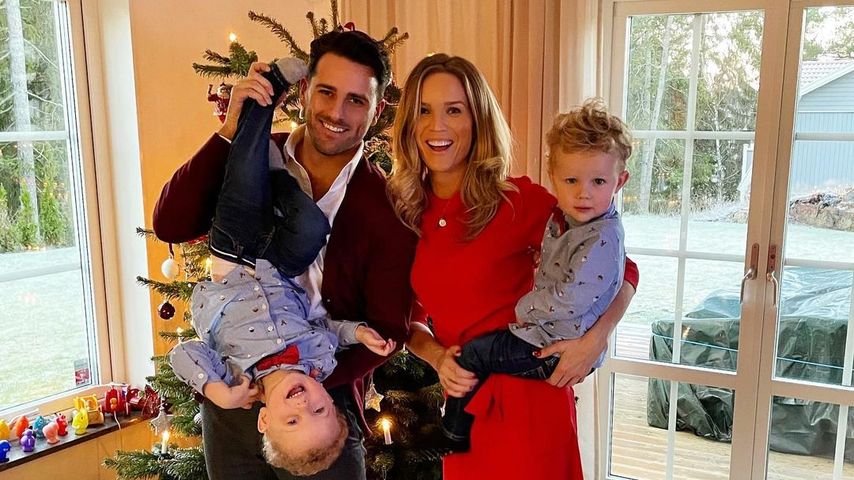 Marie Serneholt mit ihrem Partner und ihren Söhnen im Dezember 2020