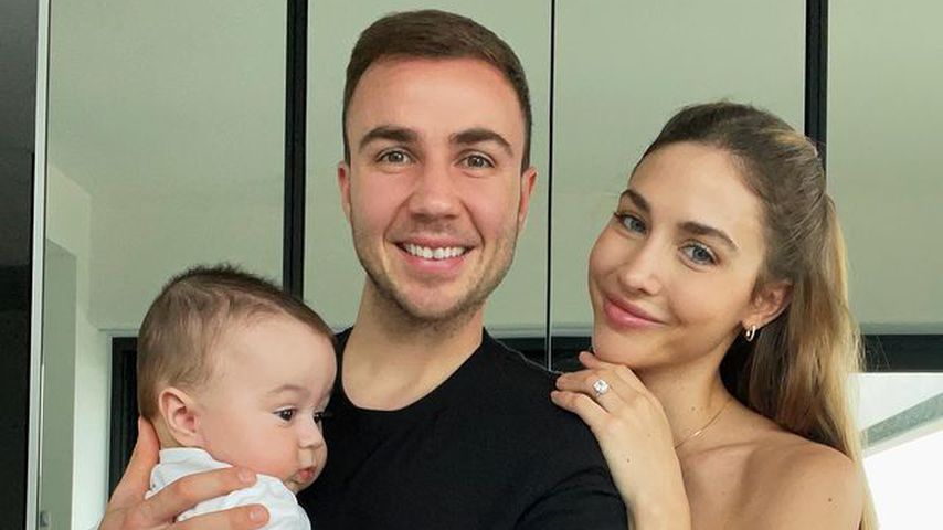 Mario Götze mit Frau Ann-Kathrin und Sohn Rome