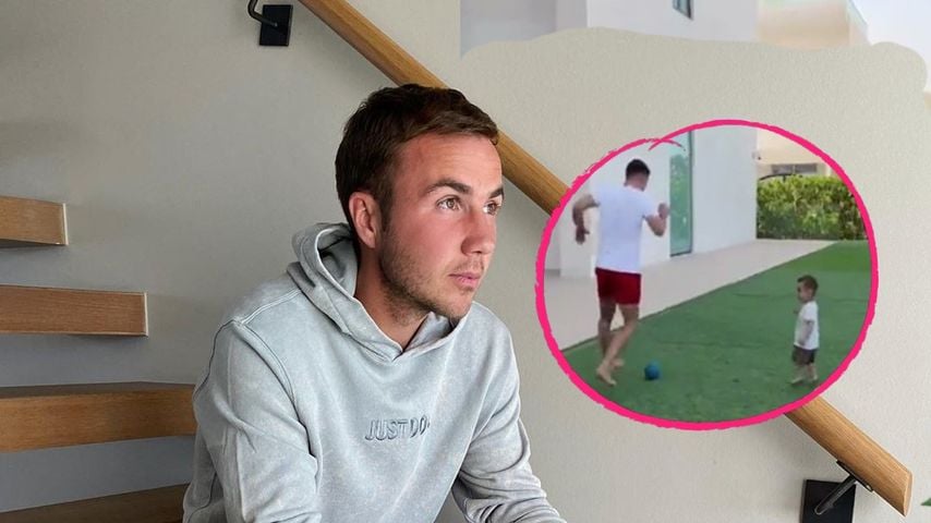Ganz der Papa! Mario Götze spielt Fußball mit Sohn Rome