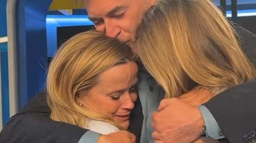 Mark Duplass, Reese Witherspoon und Jennifer Aniston am Set der "The Morning Show"