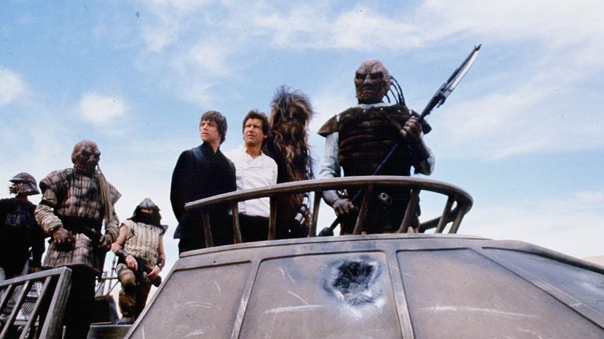 Mark Hamill, Harrison Ford und Peter Mayhew in "Star Wars: Episode VI – Die Rückkehr der Jedi-Ritter
