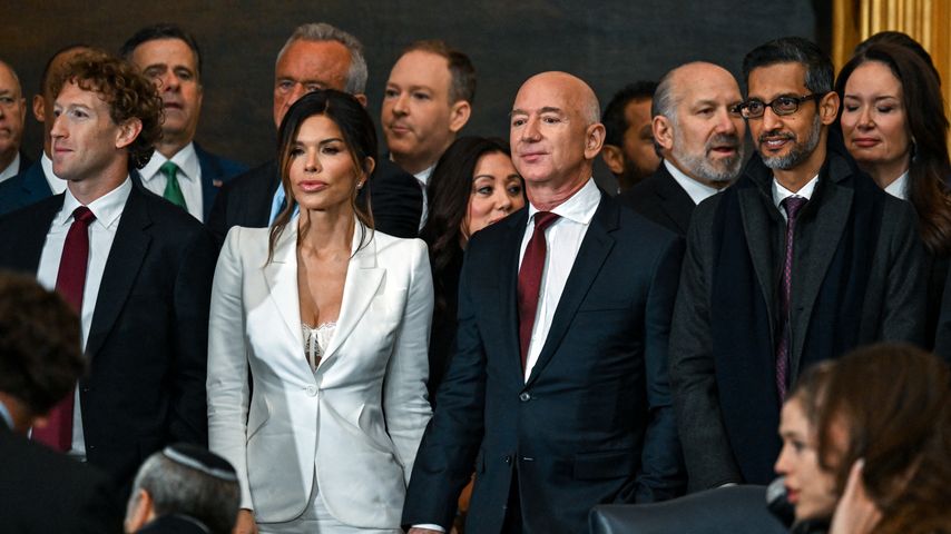 Mark Zuckerberg, Lauren Sánchez, Jeff Bezos und Sundar Pichai bei Trumps Amtseinführung, Januar 2025
