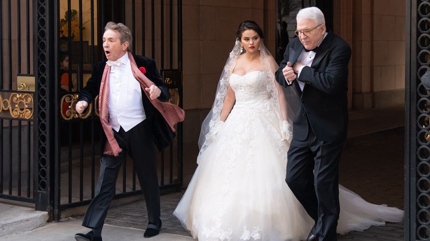 Martin Short, Selena Gomez und Steve Martin am Set von "Only Murders in the Building"