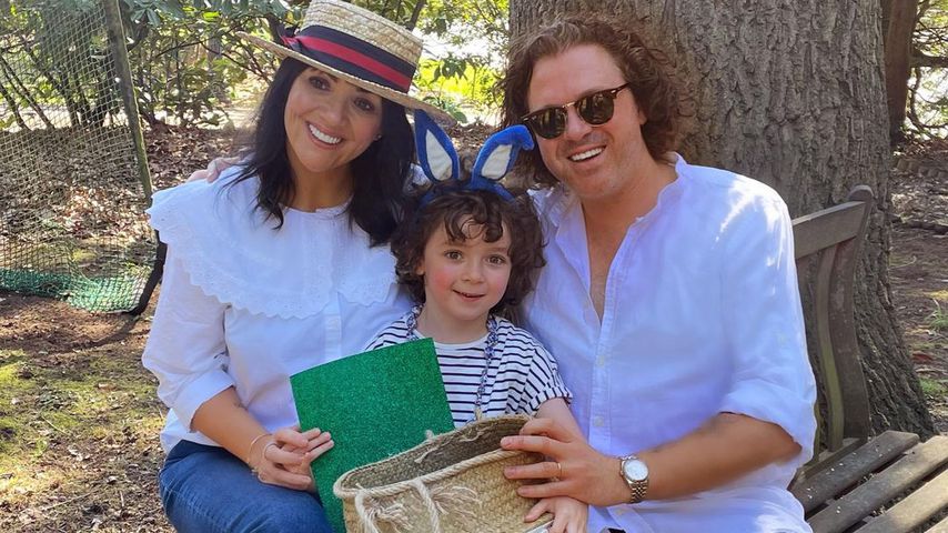 Martine McCutcheon mit ihrem Mann Jack und ihrem Sohn