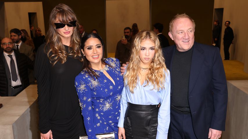 Mathilde Pinault, Salma Hayek, Valentina Paloma Pinault und Francois Pinault im Februar 2023