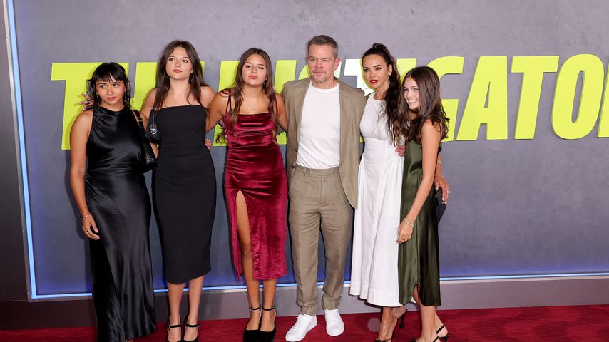 Matt Damon mit seiner Frau und Töchtern, Juli 2024