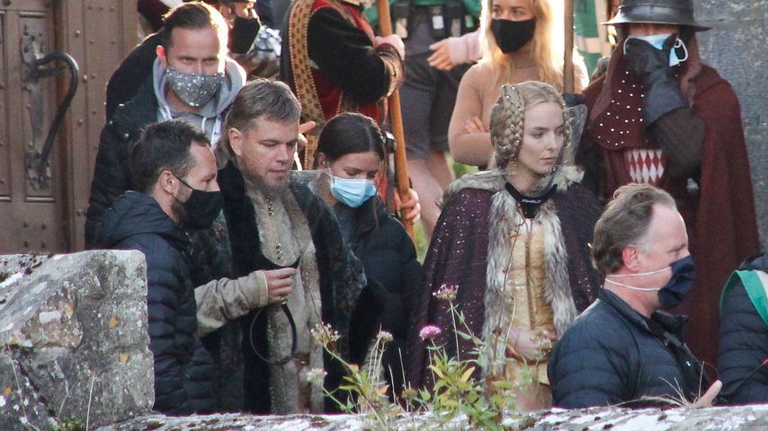 Matt Damon und Jodie Comer am "The Last Duel"-Set, September 2020