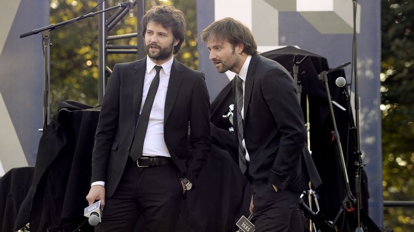 Matt und Ross Duffer beim South by South Lawn im Weißen Haus in Washington, DC, am 3. Oktober 2016