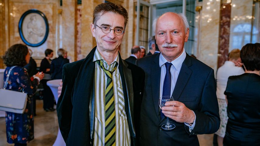 Wieland Backes (r.) mit Matthias Riechling beim 70. Geburtstag von Winfried Kretschmann in Stuttgart