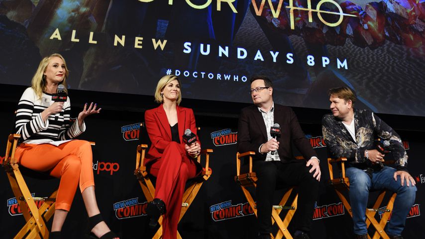 Maude Garrett, Jodie Whittaker, Chris Chibnall und Matt Strevens bei der Comic Con 2018