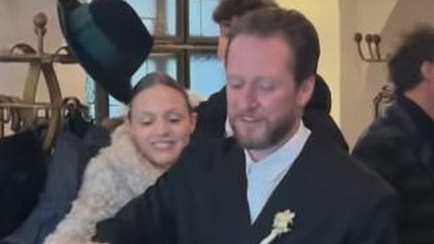 Mavie Hörbiger und ihr Partner Paul im Februar 2025