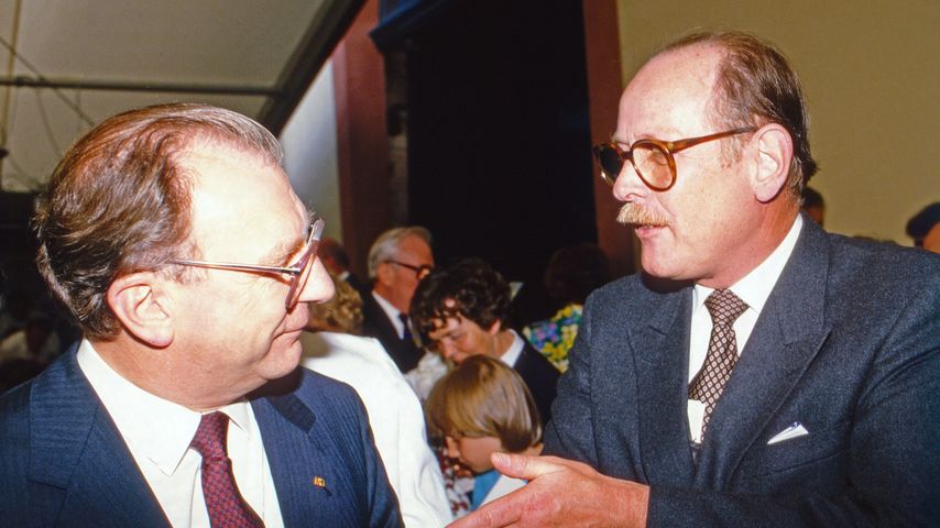 Maximilian Andreas Markgraf von Baden (r.) mit Ministerpräsident Lothar Späth, 1989