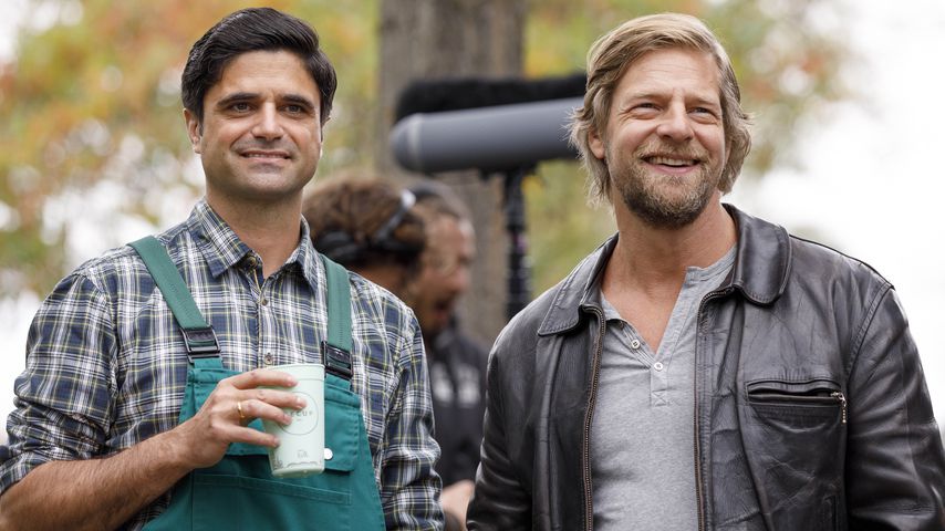 Maximilian Grill und Henning Baum am Set von "Der letzte Bulle - Der Kinofilm"